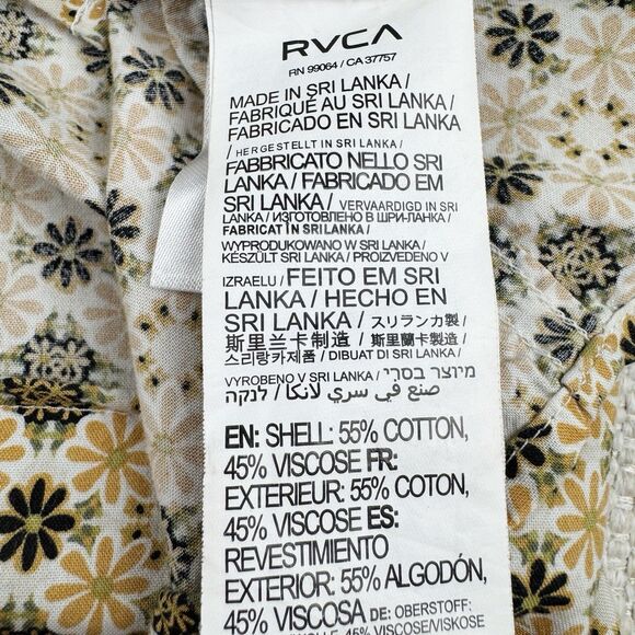 RVCA Shirt Mens Large Black Brown Floral Regular Fit Short Sleeve Button Down LG - Picture 15 of 16